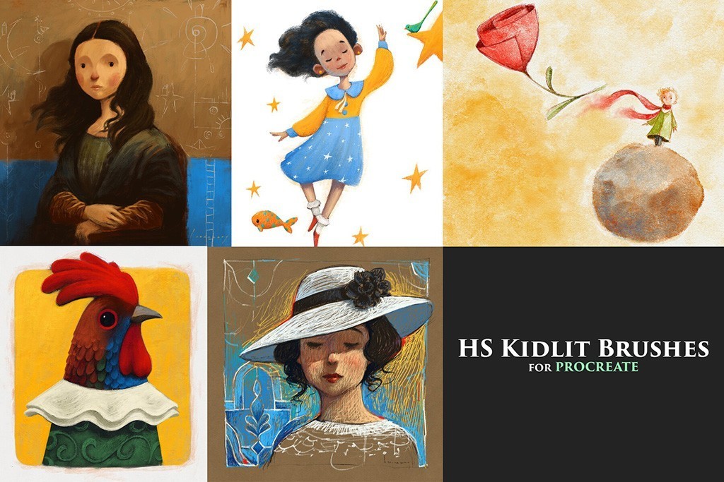 30+儿童绘本水粉彩铅Procreate笔刷